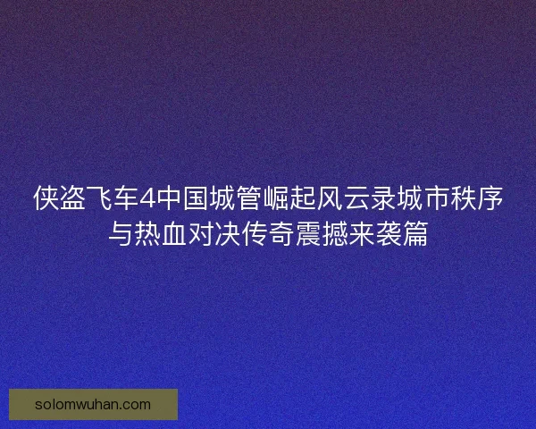 侠盗飞车4中国城管崛起风云录城市秩序与热血对决传奇震撼来袭篇